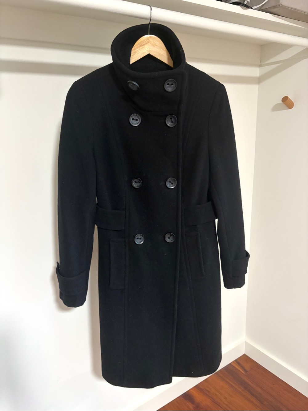Calvin Klein | Women’s | Classic Black Double-Breasted Wool Coat | 6